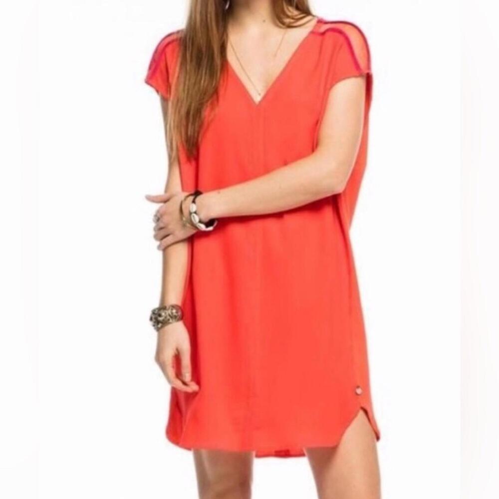 Scotch & Soda Orange Sleeveless V Neck Shift Dress Sz 1/ US 4